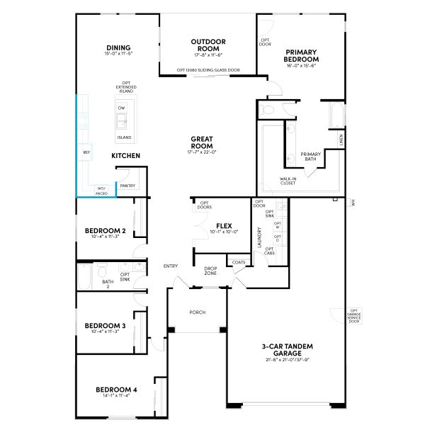 2D floor plan layout for the Lily Phase 2b by Brookfield Residential in Mariposa at Blossom Rock, Apache Junction, AZ (Image 6). 2D floor plan layout for the Lily Phase 2b by Brookfield Residential in Mariposa at Blossom Rock, Apache Junction, AZ (Image 6).