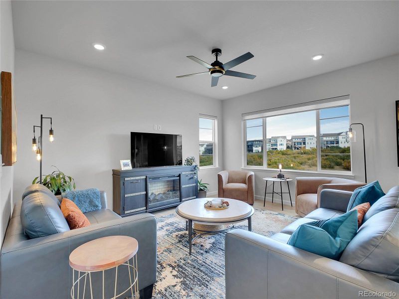 Furnished interior view inside a new home in Wild Oak at The Canyons, Castle Pines (Image 10). Furnished interior view inside a new home in Wild Oak at The Canyons, Castle Pines (Image 10).