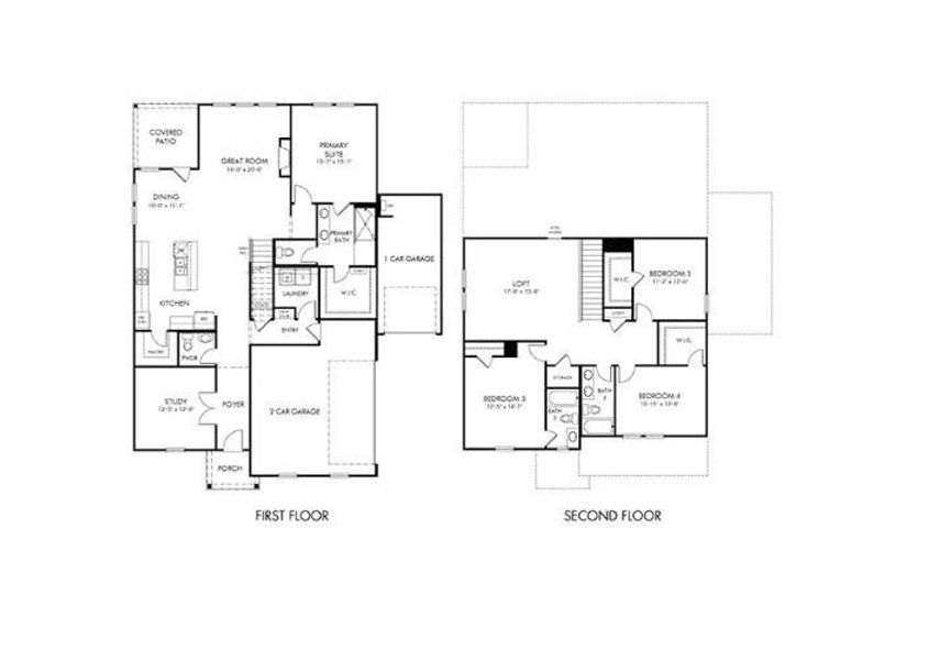 2D floor plan layout of this home in River Pointe, Monroe, GA (Image 2).