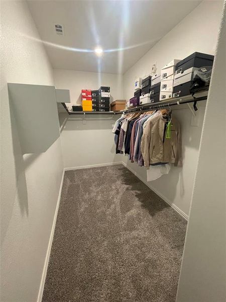Spacious closet featuring dark colored carpet Spacious closet featuring dark colored carpet