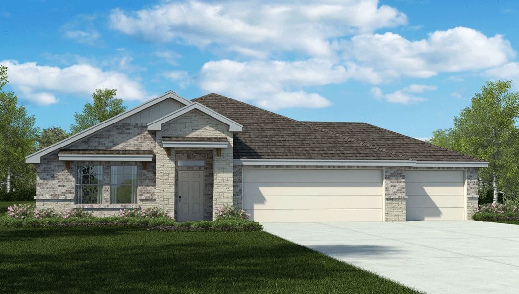 Representative exterior photo of a completed home built from the Everett by D.R. Horton in Country Meadows, Thorndale, TX (Image 2). Representative exterior photo of a completed home built from the Everett by D.R. Horton in Country Meadows, Thorndale, TX (Image 2).