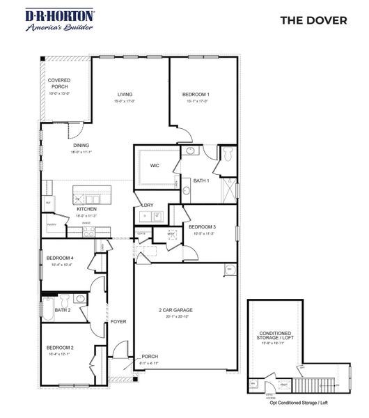 2D floor plan layout of this home in Legacy Farms, White House, TN (Image 3).
