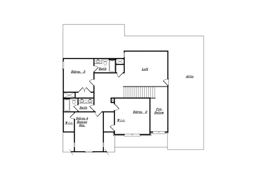 2D floor plan layout for the The Brunswick | Front Entry by Reliant Homes in Spring Creek, Monroe, GA (Image 4). 2D floor plan layout for the The Brunswick | Front Entry by Reliant Homes in Spring Creek, Monroe, GA (Image 4).