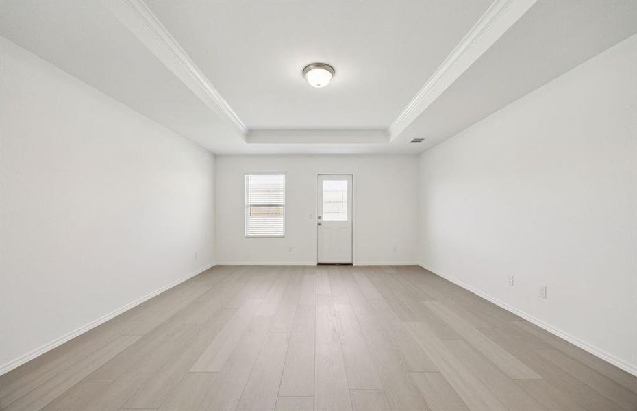 Gathering room with tray ceiling