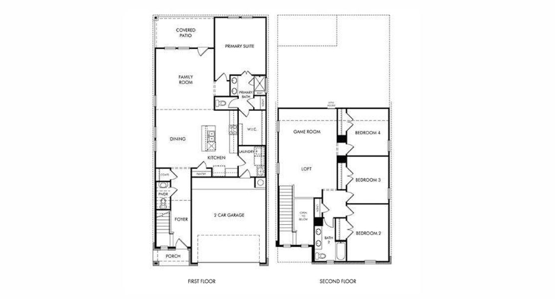 2D floor plan layout of this home in Montgomery Oaks - Premier, Conroe, TX (Image 3). 2D floor plan layout of this home in Montgomery Oaks - Premier, Conroe, TX (Image 3).