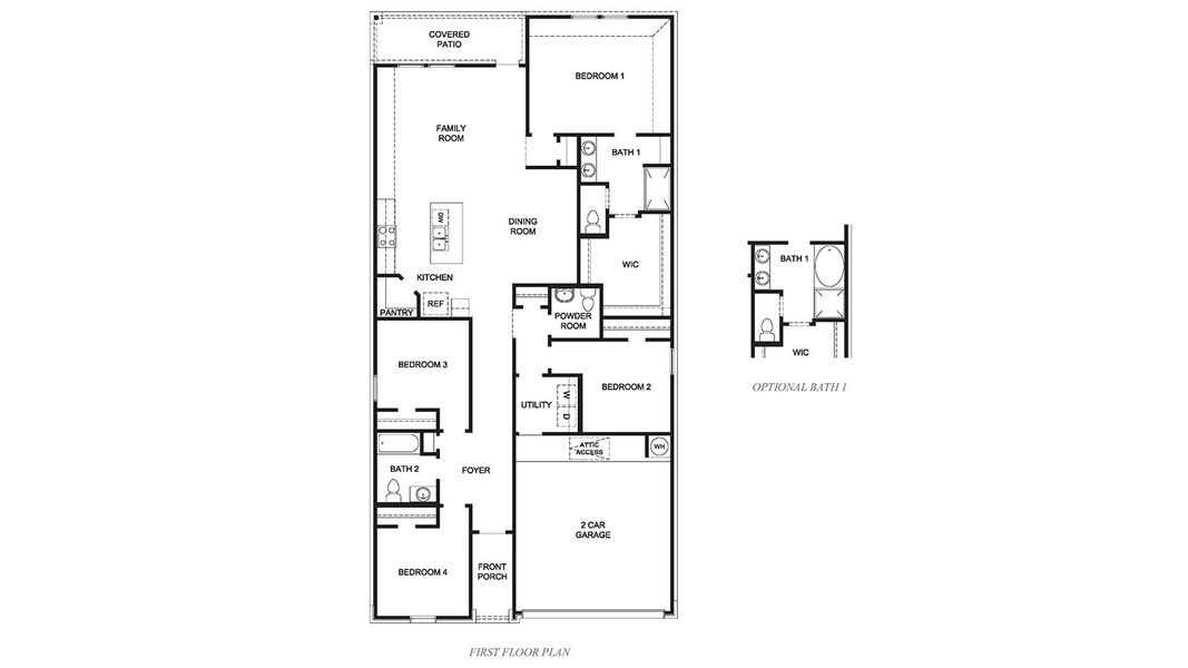 2D floor plan layout for the Harris by D.R. Horton in Holly Trails, Sour Lake, TX (Image 3).