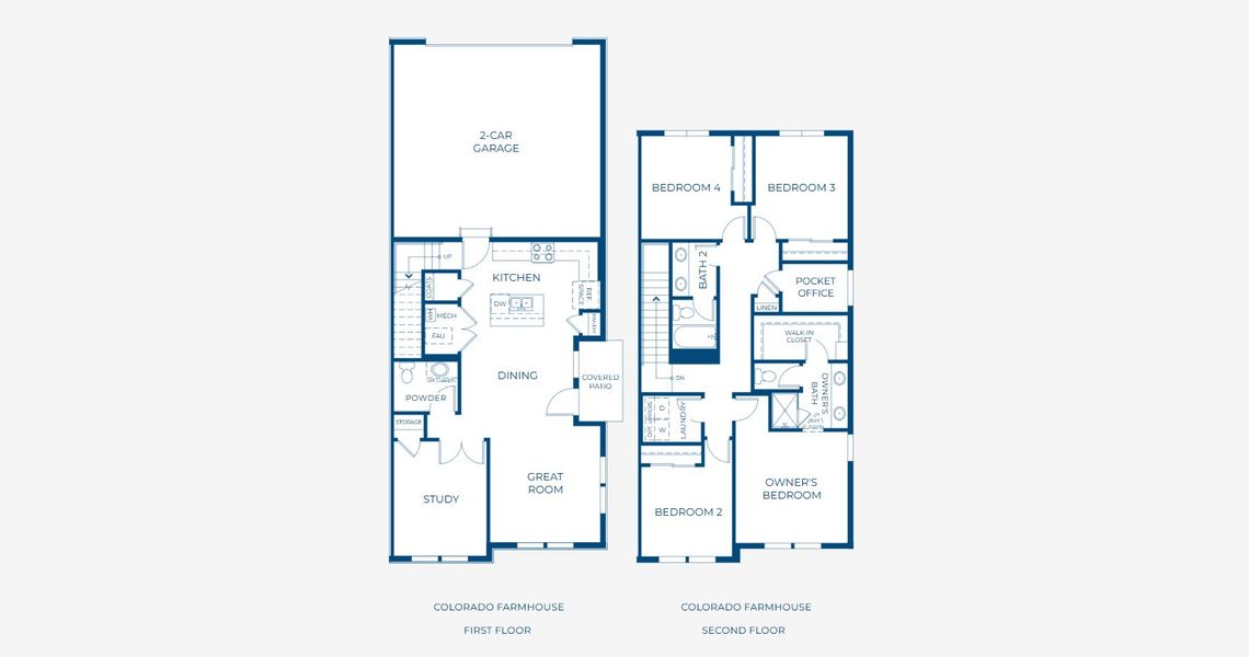 2D floor plan layout for the 2404 by Risewell Homes in Harvest Crossing, Aurora, CO (Image 3).
