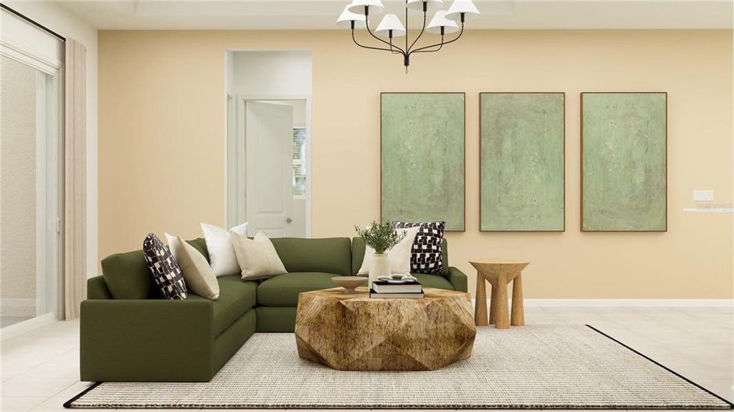 Furnished interior view inside a new home in Calusa Country Club, Lakewood Ranch (Image 3). Furnished interior view inside a new home in Calusa Country Club, Lakewood Ranch (Image 3).