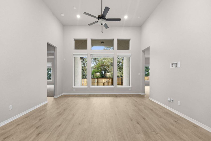 Family Room with soaring ceiling