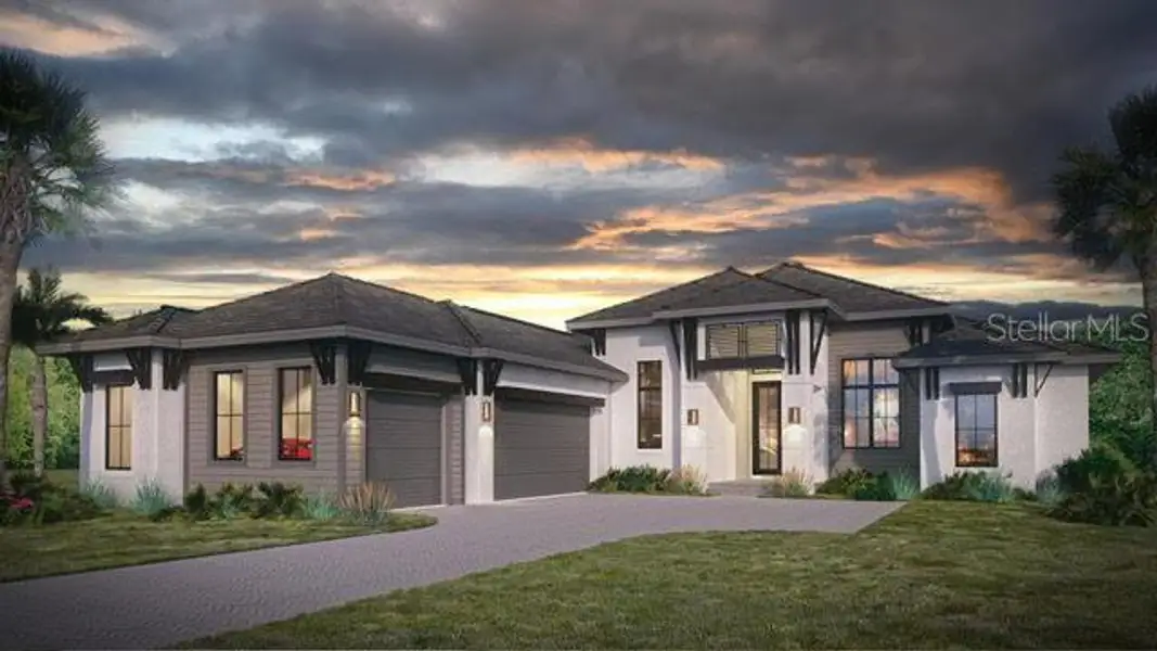 Front exterior of a new home in , Sarasota, FL, highlighting curb appeal (Image 1). Front exterior of a new home in , Sarasota, FL, highlighting curb appeal (Image 1).