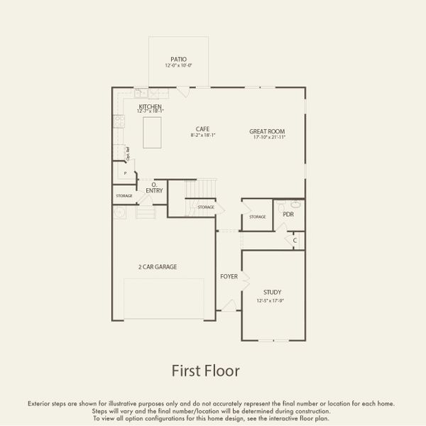 2D floor plan layout for the Pennington by Pulte Homes in Hamlet at Carothers Crossing, La Vergne, TN (Image 3).