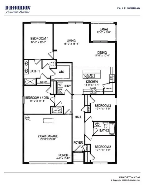 2D floor plan layout of this home in Harmony West, St. Cloud, FL (Image 4).