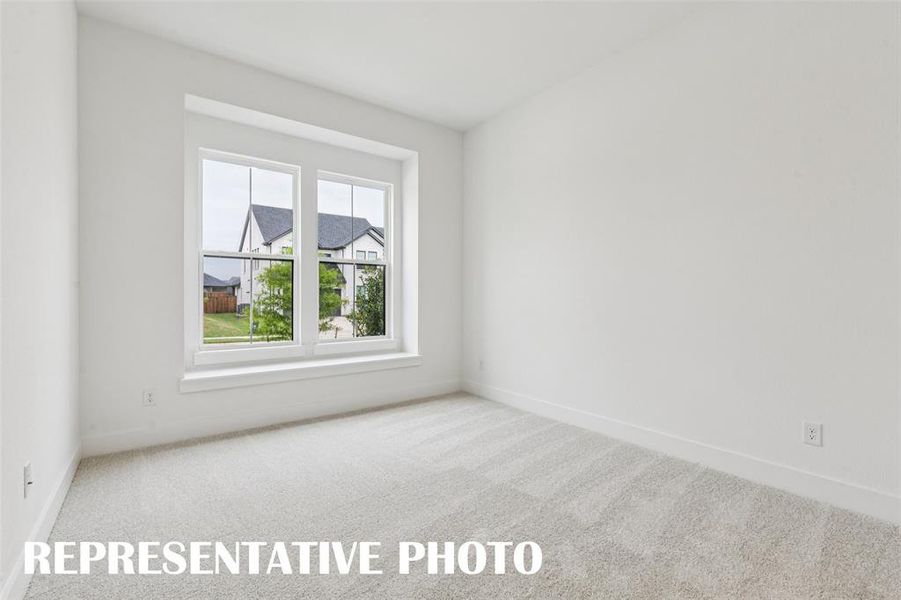 You'll find nicely sized secondary bedrooms in our Addison III plan.  REPRESENTATIVE PHOTO.