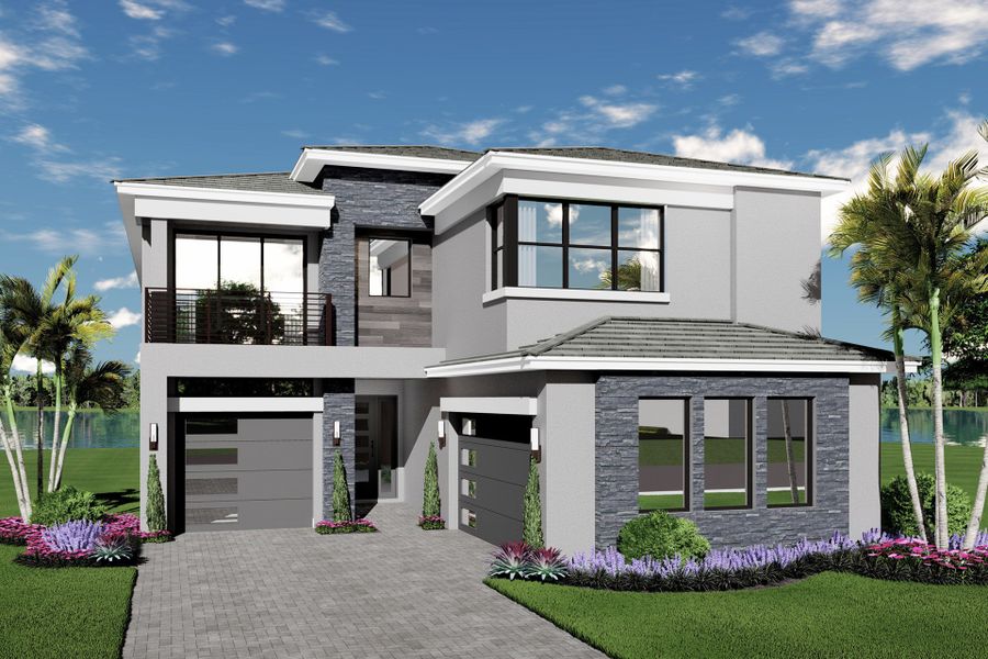 Representative exterior photo of a completed home built from the Mallorca by GL Homes in Lotus Edge, Boca Raton, FL (Image 13).