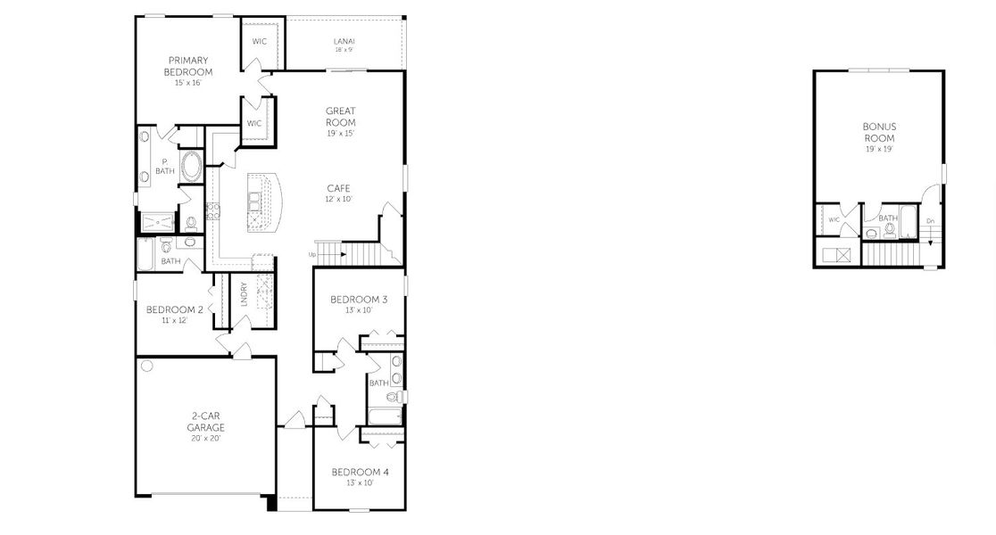 2D floor plan layout for the Mayport II - 50' Homesites by Dream Finders Homes in Bellbrooke, Jacksonville, FL (Image 4). 2D floor plan layout for the Mayport II - 50' Homesites by Dream Finders Homes in Bellbrooke, Jacksonville, FL (Image 4).