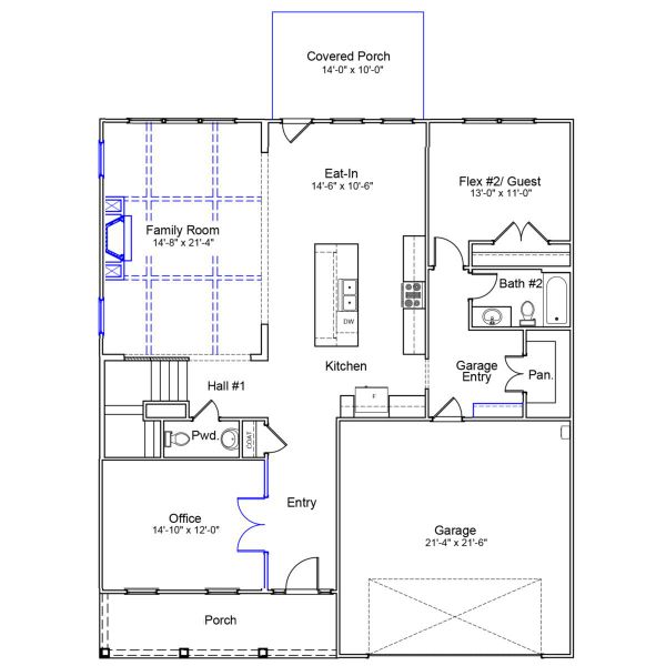 2D floor plan layout of this home in Pebble Branch, Chapin, SC (Image 1).