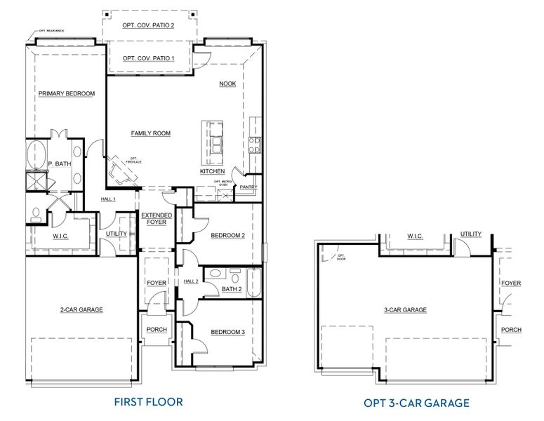 2D floor plan layout for the Concept 1660 by Landsea Homes in Silo Mills - Select Series, Joshua, TX (Image 3).