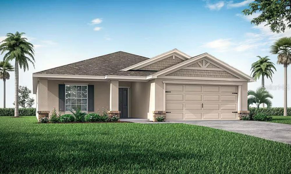 Front exterior of a new home in Gracelyn Grove, Haines City, FL, highlighting curb appeal (Image 1).