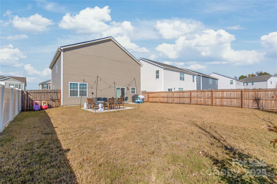 Large fenced backyard