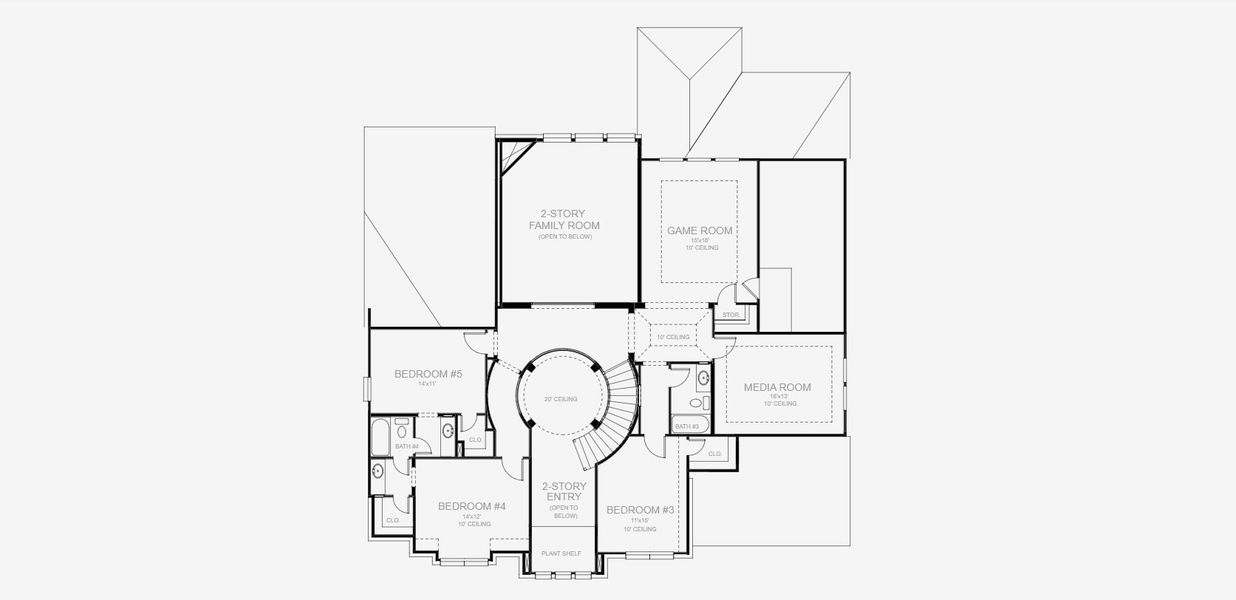 2D floor plan layout for the 4239W by Perry Homes in Kinder Ranch 70', San Antonio, TX (Image 3). 2D floor plan layout for the 4239W by Perry Homes in Kinder Ranch 70', San Antonio, TX (Image 3).
