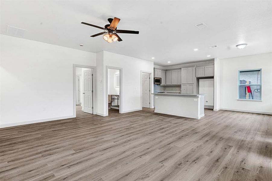 Family room and kitchen