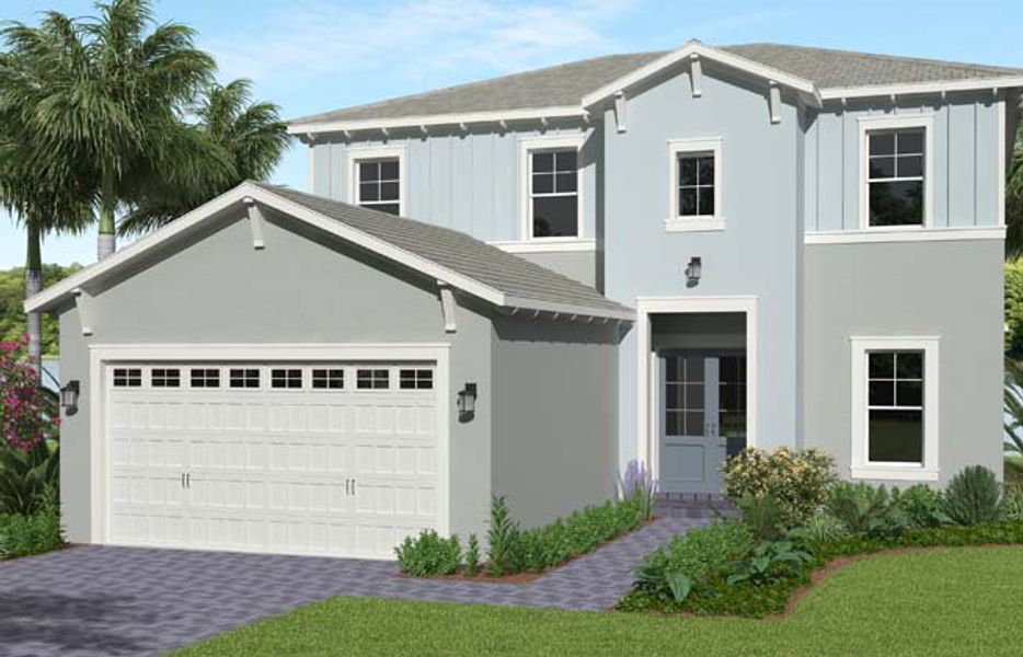 Representative exterior photo of a completed home built from the Sycamore Grand by Minto Communities in Westlake, Loxahatchee, FL (Image 4).