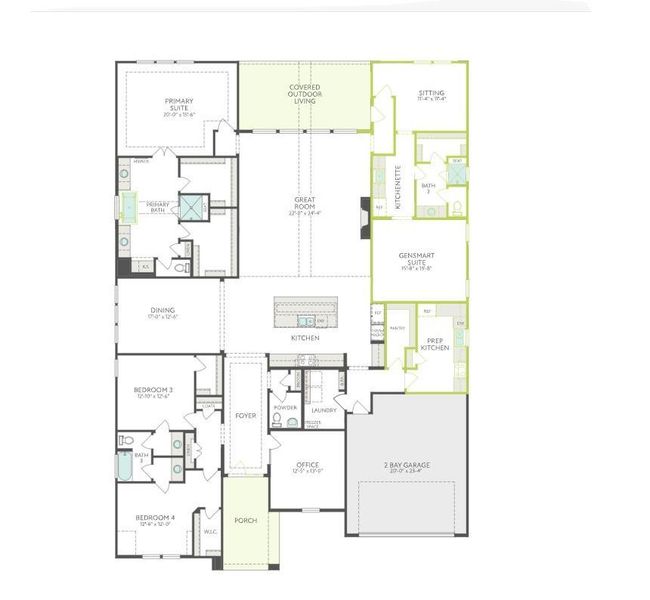 2D floor plan layout of this home in Harvest Green, Richmond, TX (Image 5).