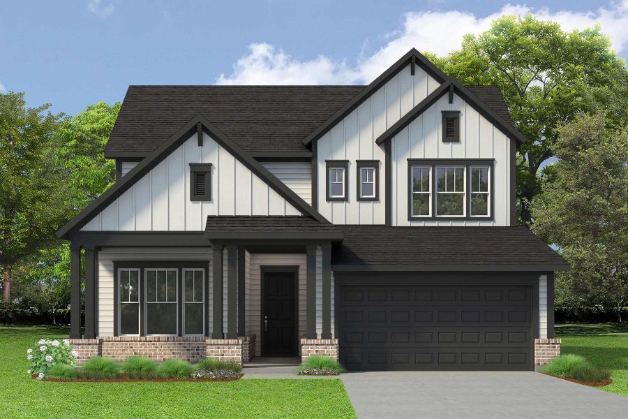 Front exterior of a new home in Two Step Farm - Enclave Collection, Montgomery, TX, highlighting curb appeal (Image 1). Front exterior of a new home in Two Step Farm - Enclave Collection, Montgomery, TX, highlighting curb appeal (Image 1).