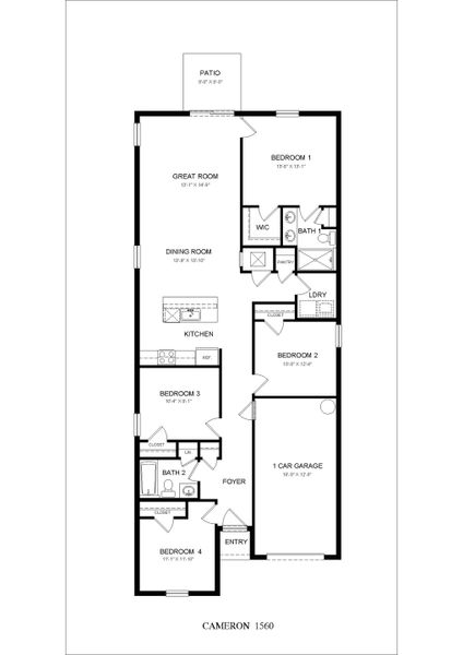 2D floor plan layout of this home in Asher Park, Lehigh Acres, FL (Image 2).
