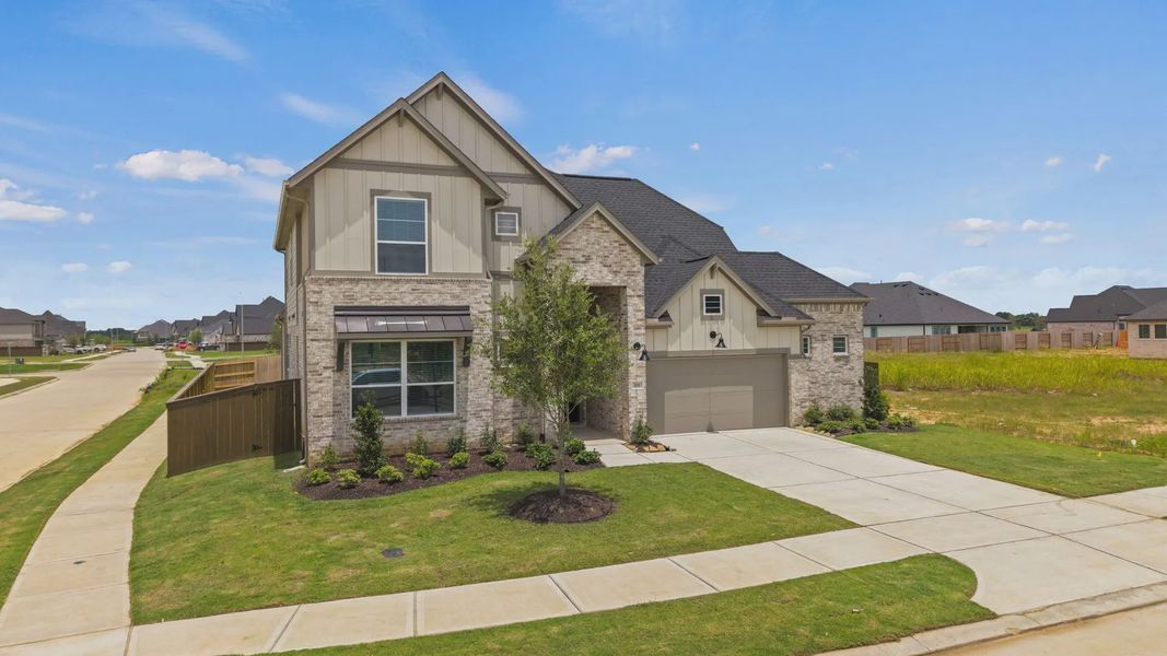 Front exterior of a new home in Attwater 65's, Waller, TX, highlighting curb appeal (Image 2). Front exterior of a new home in Attwater 65's, Waller, TX, highlighting curb appeal (Image 2).