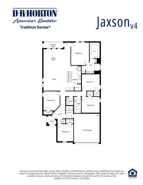 2D floor plan layout for the Jaxson by D.R. Horton in Shenandoah Ridge, Midland, TX (Image 3).