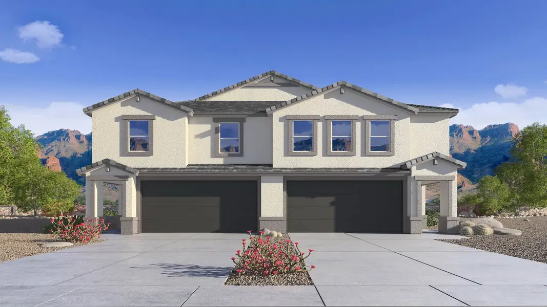 Front exterior of a new home in Avance, Phoenix, AZ, highlighting curb appeal (Image 2).