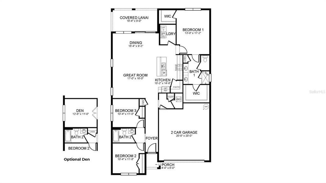 2D floor plan layout of this home in Legacy Preserve, Parrish, FL (Image 2).