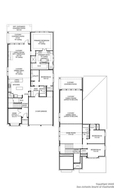 2D floor plan layout of this home in Kallison Ranch 45', San Antonio, TX (Image 2).