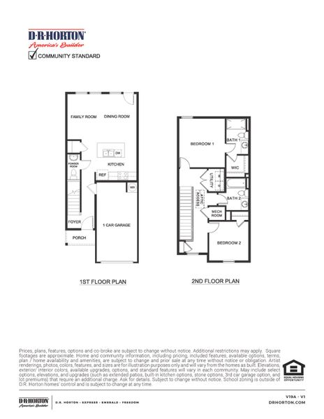 2D floor plan layout for the ROBIN by D.R. Horton in Cartwright Mays, Crandall, TX (Image 4).