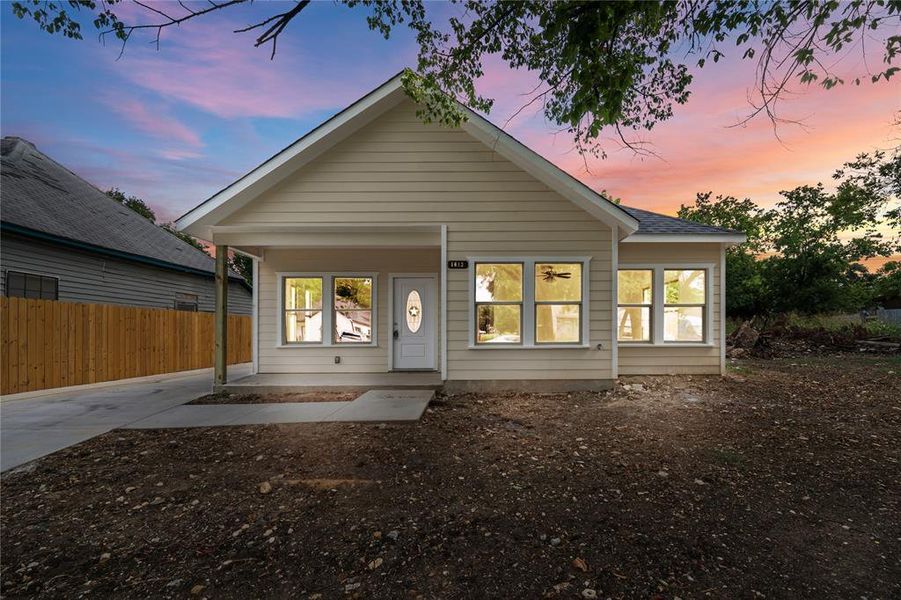 View of front of property featuring a porch