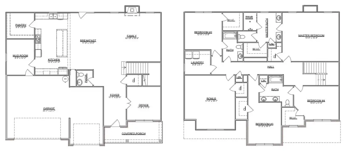 2D floor plan layout for the The Baymont by Smithbilt Homes in Manor in The Foothills, Maryville, TN (Image 2).