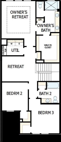 2D floor plan layout of this home in Westview Towns, Waxhaw, NC (Image 3).