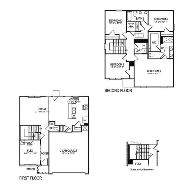 2D floor plan layout for the BELHAVEN by D.R. Horton in Creekview, Atlanta, GA (Image 3). 2D floor plan layout for the BELHAVEN by D.R. Horton in Creekview, Atlanta, GA (Image 3).