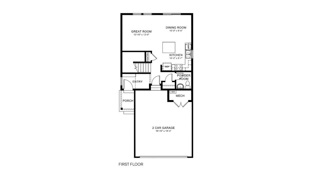 2D floor plan layout for the Mallard by D.R. Horton in The Ridge at Lorson Ranch, Colorado Springs, CO (Image 3). 2D floor plan layout for the Mallard by D.R. Horton in The Ridge at Lorson Ranch, Colorado Springs, CO (Image 3).