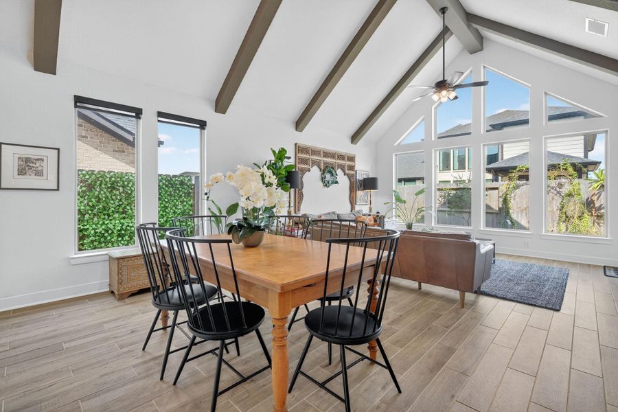 This Dining space features large windows to allow in natural lighting while providing a view of the backyard space. 31418 Golden Cliffs Ln., Fulshear, TX 77441 This Dining space features large windows to allow in natural lighting while providing a view of the backyard space. 31418 Golden Cliffs Ln., Fulshear, TX 77441