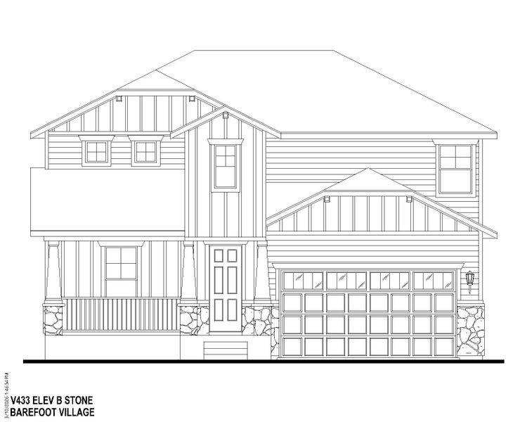 Plan V433 BV Elevation B w/ Stone Plan V433 BV Elevation B w/ Stone