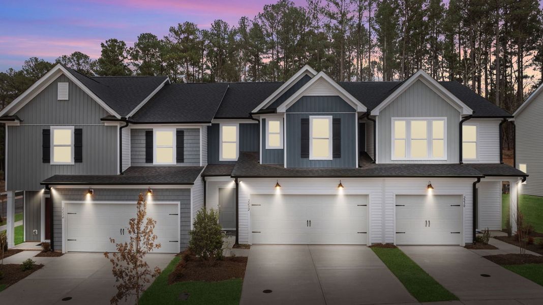 Front exterior of a new home in Solana, Durham, NC, highlighting curb appeal (Image 15).