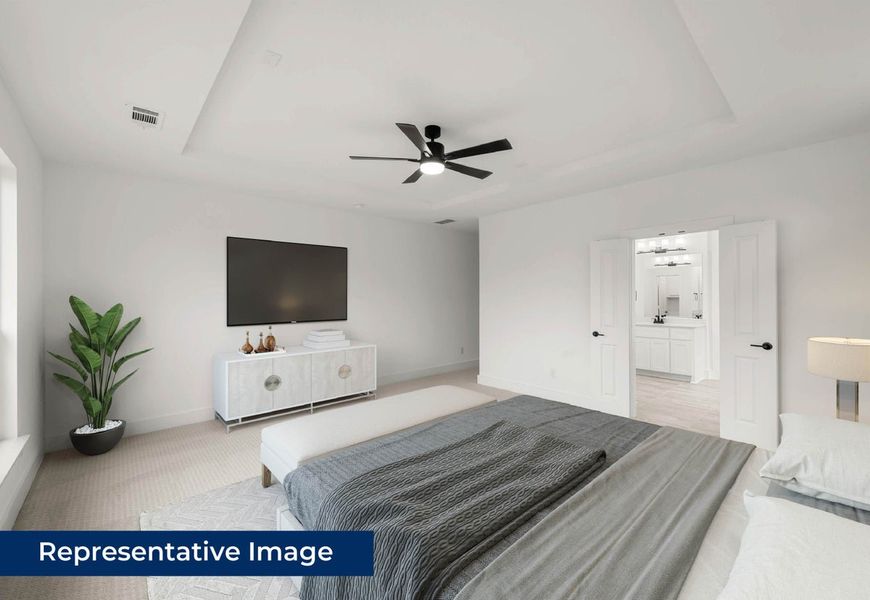 Representative furnished interior of a home built from the Maverick 2F (w/Media) by First Texas Homes in Bear Creek, Cedar Hill (Image 9).