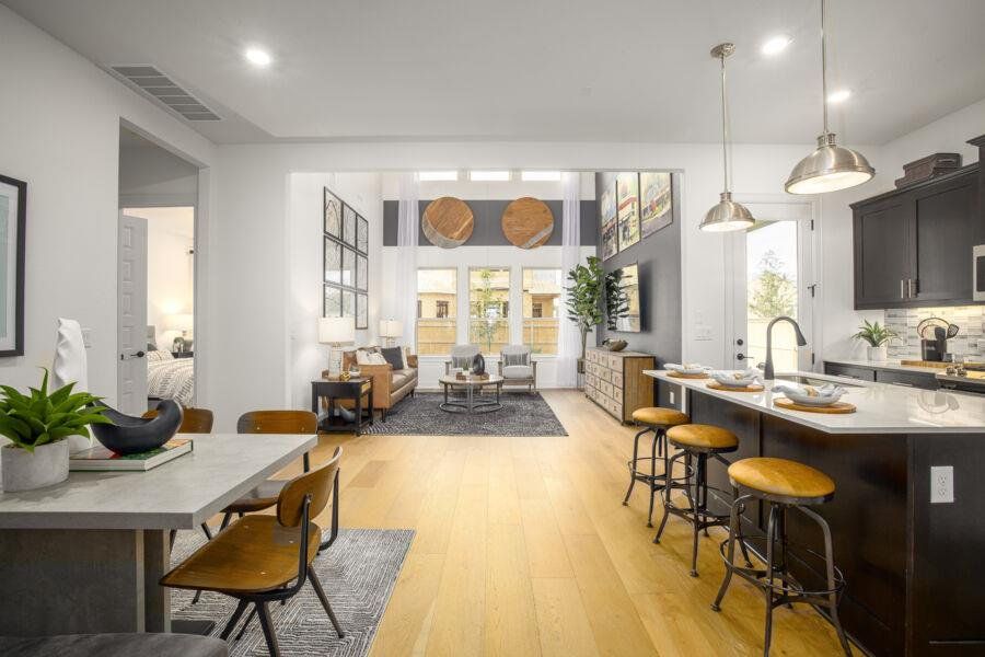 Furnished interior view inside a new home in Cascades at Onion Creek, Austin (Image 14). Furnished interior view inside a new home in Cascades at Onion Creek, Austin (Image 14).