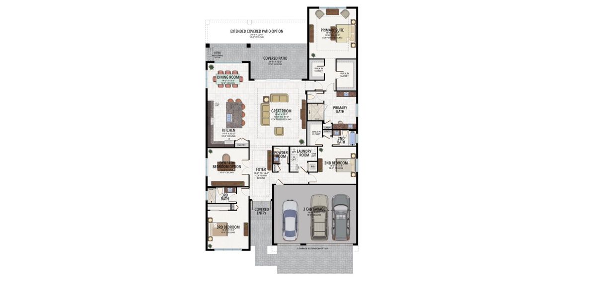 2D floor plan layout for the Amethyst by GL Homes in Valencia Ridge, Wesley Chapel, FL (Image 5).