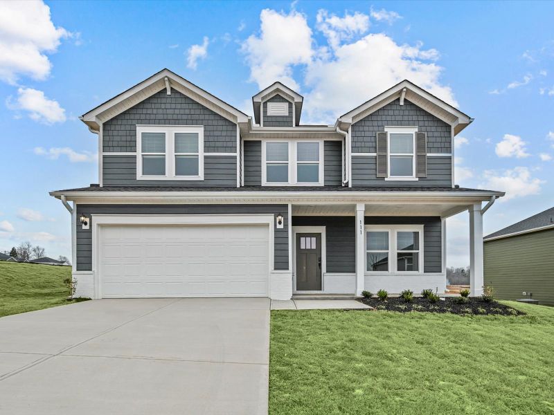 Front exterior of a new home in Ashby Woods, Boiling Springs, SC, highlighting curb appeal (Image 1). Front exterior of a new home in Ashby Woods, Boiling Springs, SC, highlighting curb appeal (Image 1).