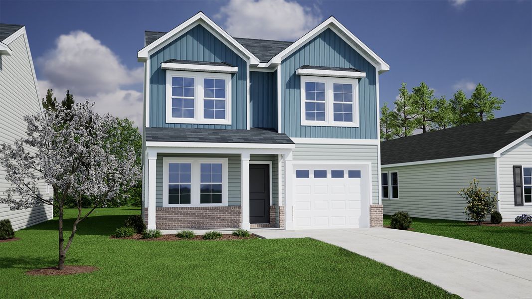 Representative exterior photo of a completed home built from the Atkinson - Genesis Value Collection by Mungo Homes in Leander Lee Preserve, Lillington, NC (Image 11).