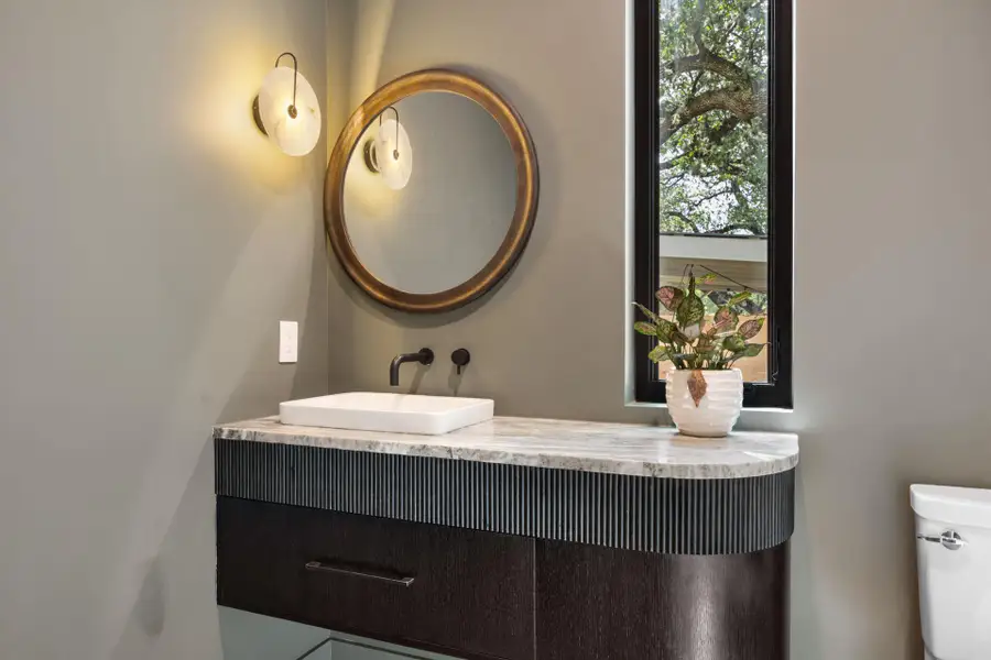 Bathroom with vanity and toilet