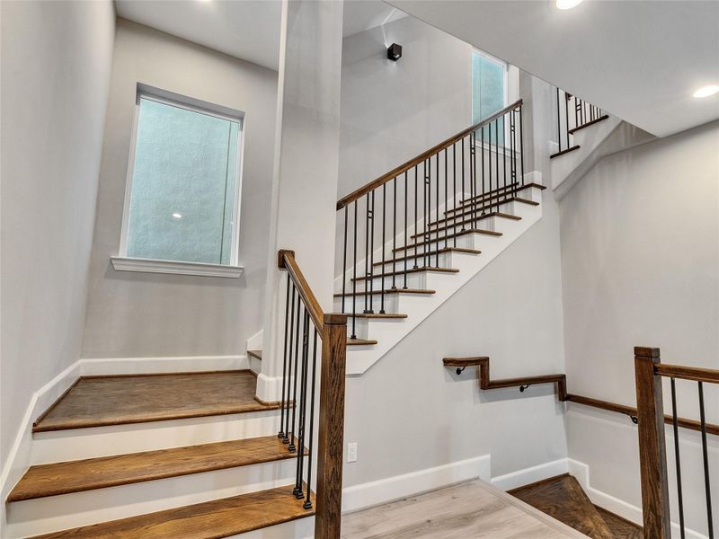 Landing with stairs leading to second floor